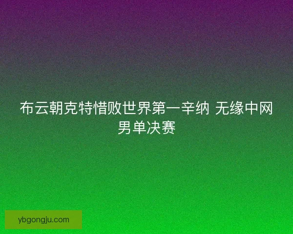 布云朝克特惜败世界第一辛纳 无缘中网男单决赛